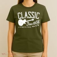 70th Birthday Classic Guitar Since 1956 And Still Rockin T-Shirt thumb 4