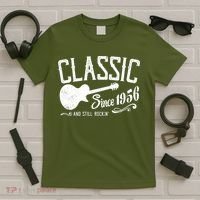 70th Birthday Classic Guitar Since 1956 And Still Rockin T-Shirt thumb 5