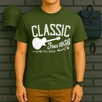 70th Birthday Classic Guitar Since 1956 And Still Rockin T-Shirt thumb 6