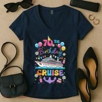 70th Birthday Cruise 70 Years Old Birthday Cruising Crew Women's V-Neck T-Shirt thumb 2