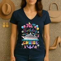 70th Birthday Cruise 70 Years Old Birthday Cruising Crew Women's V-Neck T-Shirt thumb 3