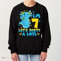 7th Birthday Cute Axolotl 7 Year Old Video Gamer Women's Sweatshirt thumb 0