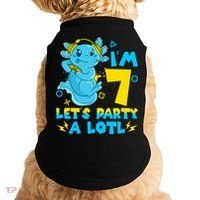 7th Birthday Cute Axolotl 7 Year Old Video Gamer Doggie Tank thumb 0
