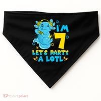 7th Birthday Cute Axolotl 7 Year Old Video Gamer USA-Made Doggie Bandana thumb 0