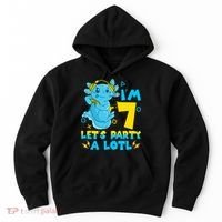 7th Birthday Cute Axolotl 7 Year Old Video Gamer Hoodie thumb 0