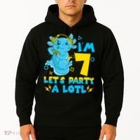 7th Birthday Cute Axolotl 7 Year Old Video Gamer Hoodie thumb 2