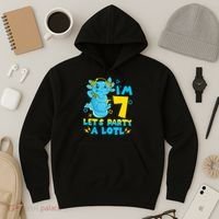 7th Birthday Cute Axolotl 7 Year Old Video Gamer Hoodie thumb 3