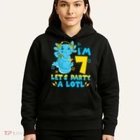 7th Birthday Cute Axolotl 7 Year Old Video Gamer Hoodie thumb 5