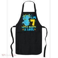 7th Birthday Cute Axolotl 7 Year Old Video Gamer Apron thumb 0