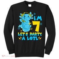 7th Birthday Cute Axolotl 7 Year Old Video Gamer Sweatshirt thumb 0