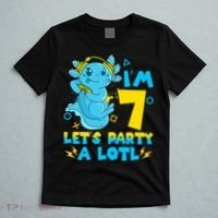 7th Birthday Cute Axolotl 7 Year Old Video Gamer T-Shirt thumb 5