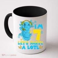 7th Birthday Cute Axolotl 7 Year Old Video Gamer Coffee Mug thumb 0