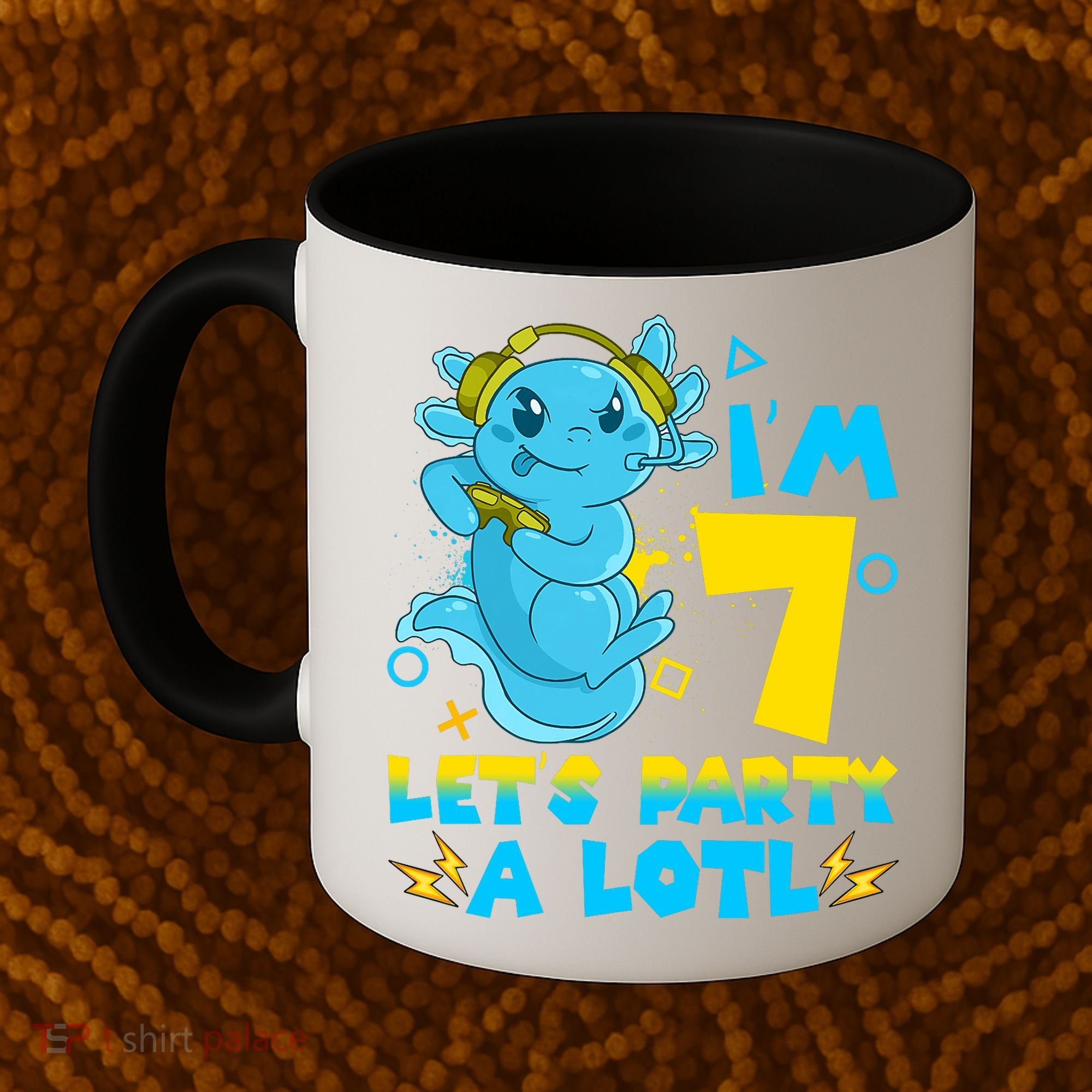 7th Birthday Cute Axolotl 7 Year Old Video Gamer Coffee Mug