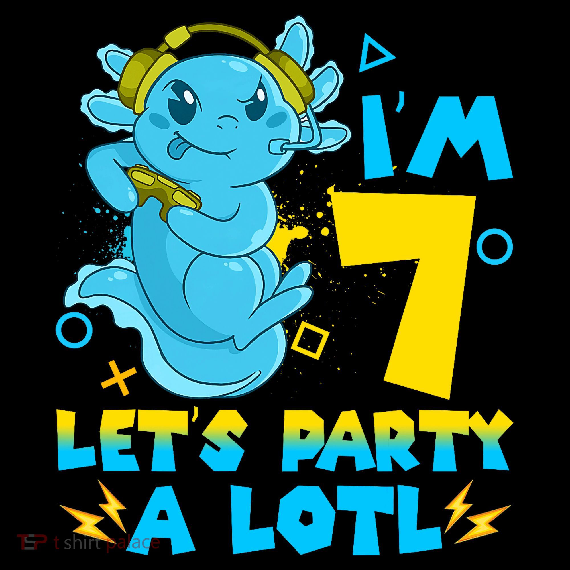 7th Birthday Cute Axolotl 7 Year Old Video Gamer Coffee Mug