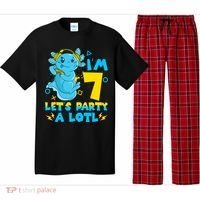 7th Birthday Cute Axolotl 7 Year Old Video Gamer Pajama Set thumb 0
