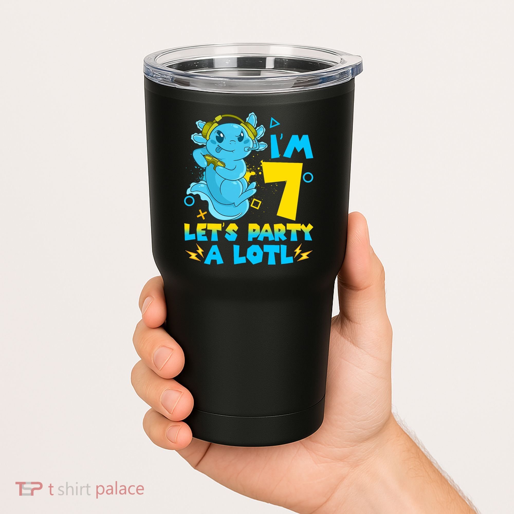 7th Birthday Cute Axolotl 7 Year Old Video Gamer Tumbler
