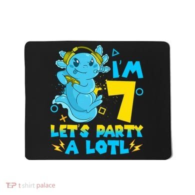 7th Birthday Cute Axolotl 7 Year Old Video Gamer Mousepad