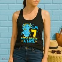 7th Birthday Cute Axolotl 7 Year Old Video Gamer Women's Tank Top thumb 2