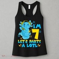 7th Birthday Cute Axolotl 7 Year Old Video Gamer Women's Tank Top thumb 3