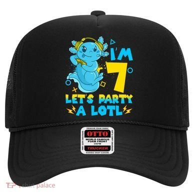7th Birthday Cute Axolotl 7 Year Old Video Gamer Hat