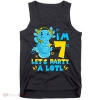 7th Birthday Cute Axolotl 7 Year Old Video Gamer Tank Top thumb 0