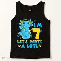 7th Birthday Cute Axolotl 7 Year Old Video Gamer Tank Top thumb 2