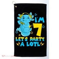 7th Birthday Cute Axolotl 7 Year Old Video Gamer Golf Towel thumb 0