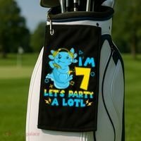 7th Birthday Cute Axolotl 7 Year Old Video Gamer Golf Towel thumb 2