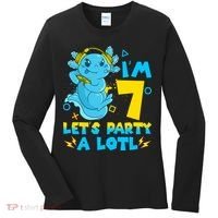 7th Birthday Cute Axolotl 7 Year Old Video Gamer Women's Long Sleeve Shirt thumb 0