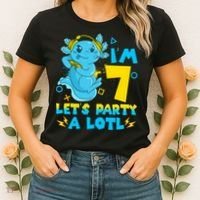 7th Birthday Cute Axolotl 7 Year Old Video Gamer Women's T-Shirt thumb 2