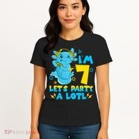 7th Birthday Cute Axolotl 7 Year Old Video Gamer Women's T-Shirt thumb 4