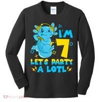 7th Birthday Cute Axolotl 7 Year Old Video Gamer Kids Long Sleeve Shirt thumb 0