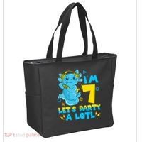 7th Birthday Cute Axolotl 7 Year Old Video Gamer Tote Bag thumb 2