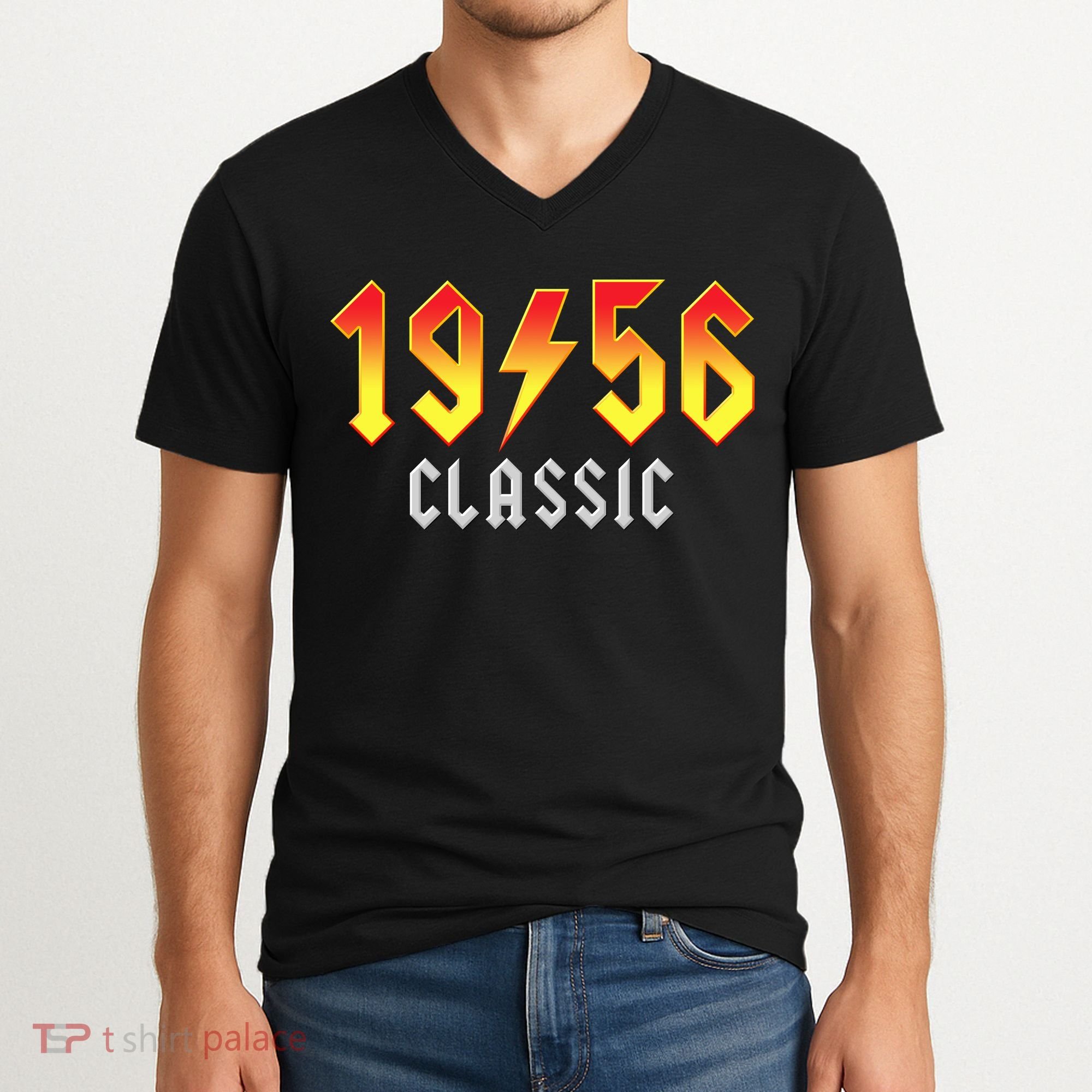 70th Birthday Classic 1956 Retro Rock Band V-Neck T-Shirt