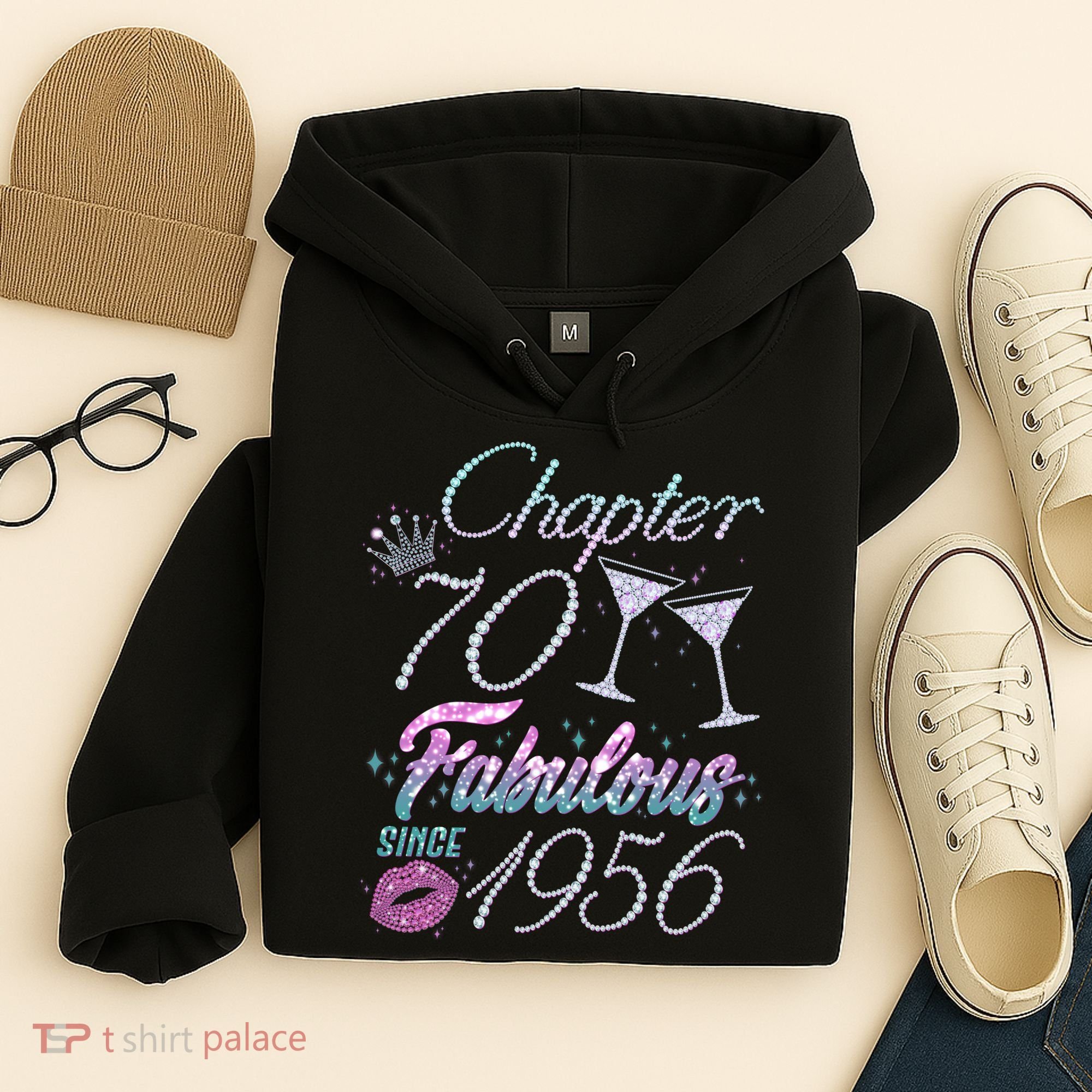 70th Birthday Chapter 70 Fabulous Since 1956 Rhinestones Diamonds Hoodie