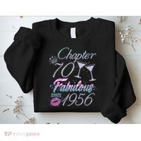 70th Birthday Chapter 70 Fabulous Since 1956 Rhinestones Diamonds Sweatshirt thumb 2