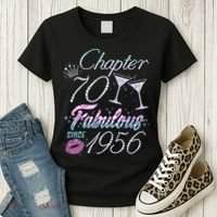 70th Birthday Chapter 70 Fabulous Since 1956 Rhinestones Diamonds Women's T-Shirt thumb 3