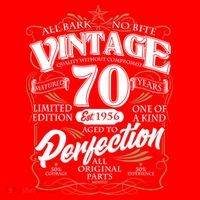 70th Birthday Est 1956 All Bark No Bite Vintage Birthday  T-Shirt thumb 7
