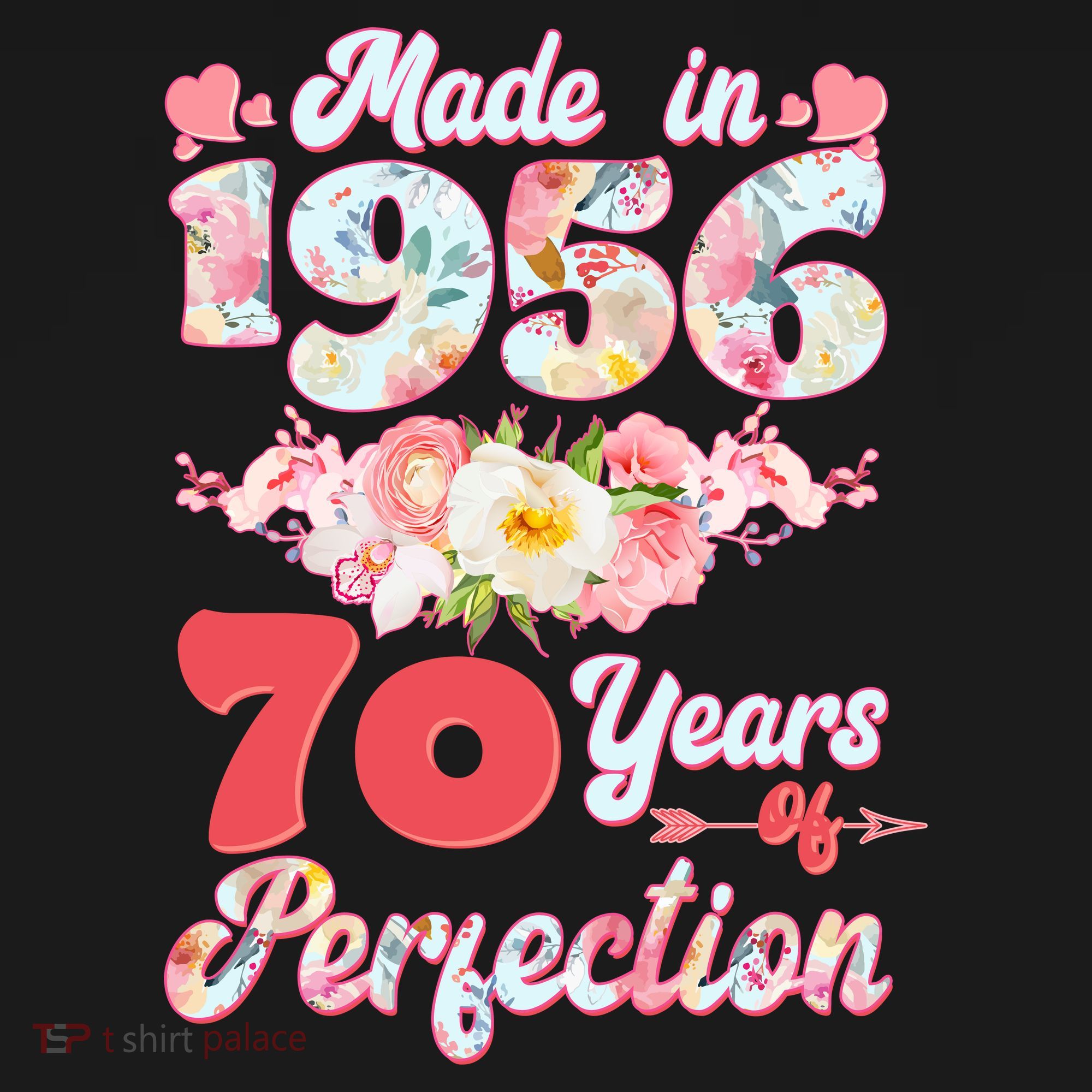 70th Birthday Floral Made In 1956 70 Years Of Perfection Women's Tank Top