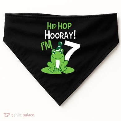 7th Birthday Frog Funny Party 7 Year Old USA-Made Doggie Bandana