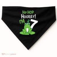 7th Birthday Frog Funny Party 7 Year Old USA-Made Doggie Bandana thumb 0
