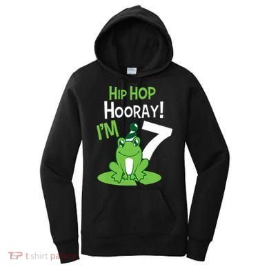 7th Birthday Frog Funny Party 7 Year Old Women's Hoodie