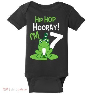 7th Birthday Frog Funny Party 7 Year Old Baby Bodysuit