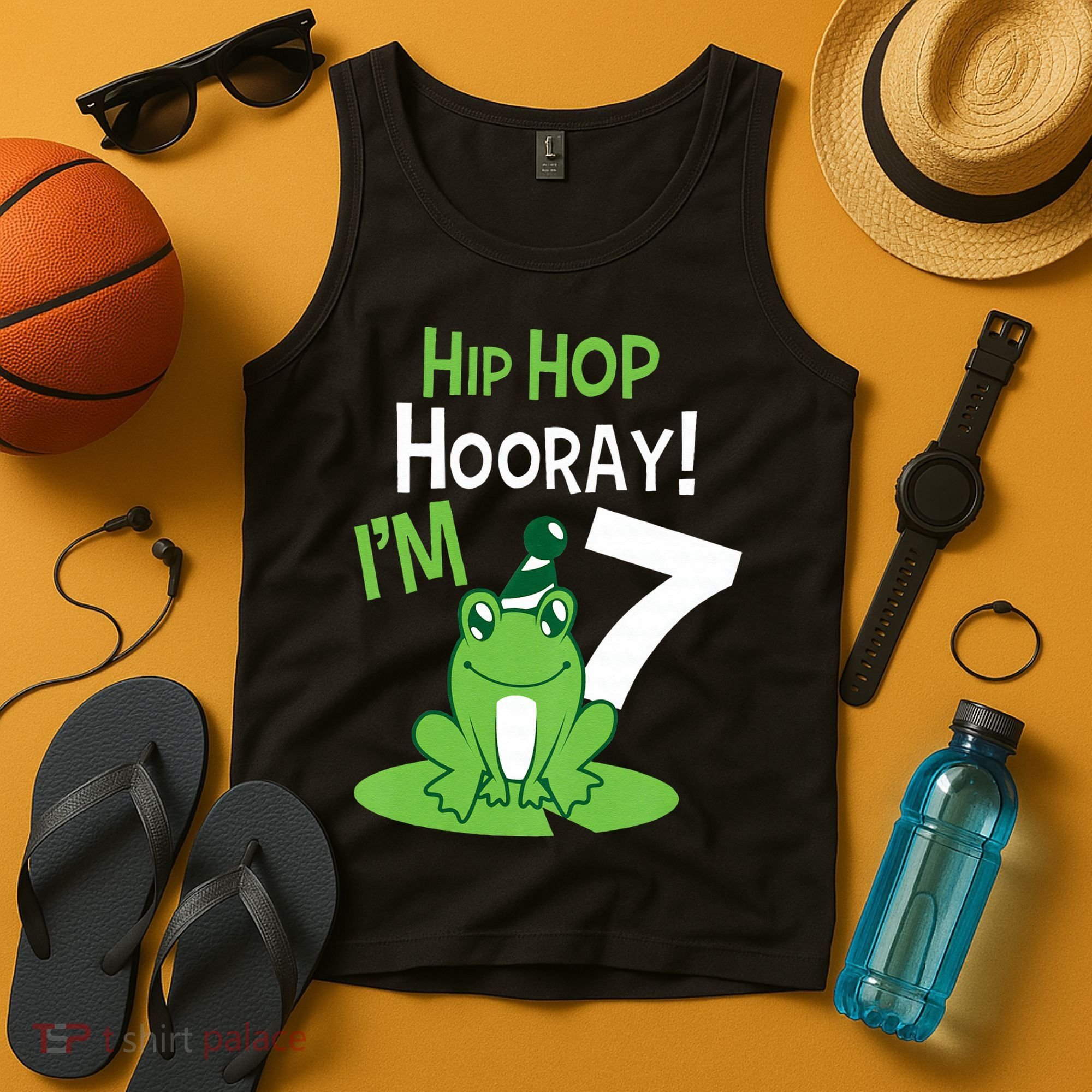 7th Birthday Frog Funny Party 7 Year Old Tank Top