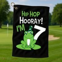 7th Birthday Frog Funny Party 7 Year Old Golf Towel thumb 1