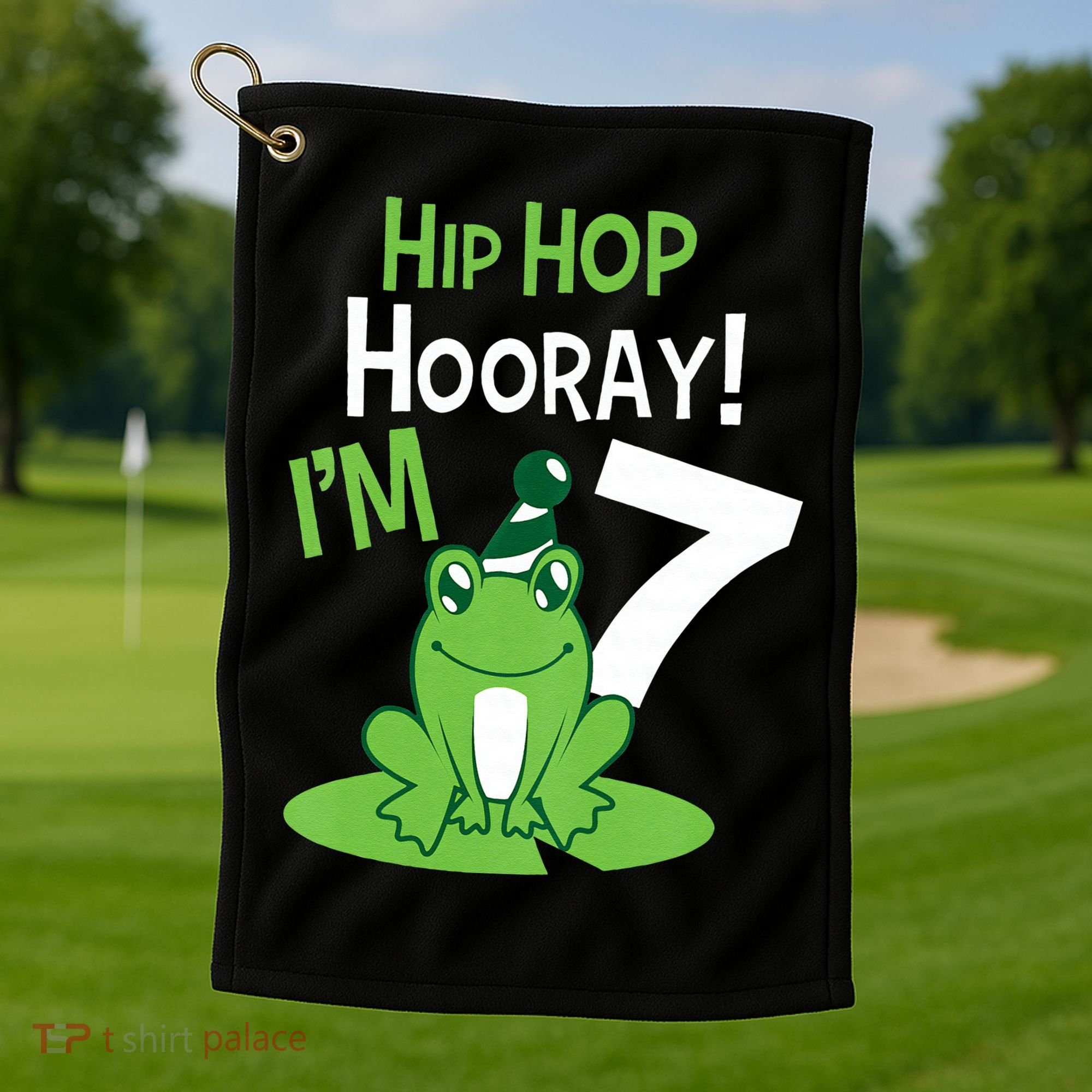 7th Birthday Frog Funny Party 7 Year Old Golf Towel