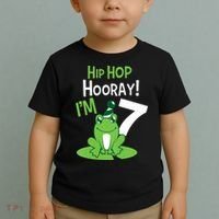 7th Birthday Frog Funny Party 7 Year Old Toddler T-Shirt thumb 2