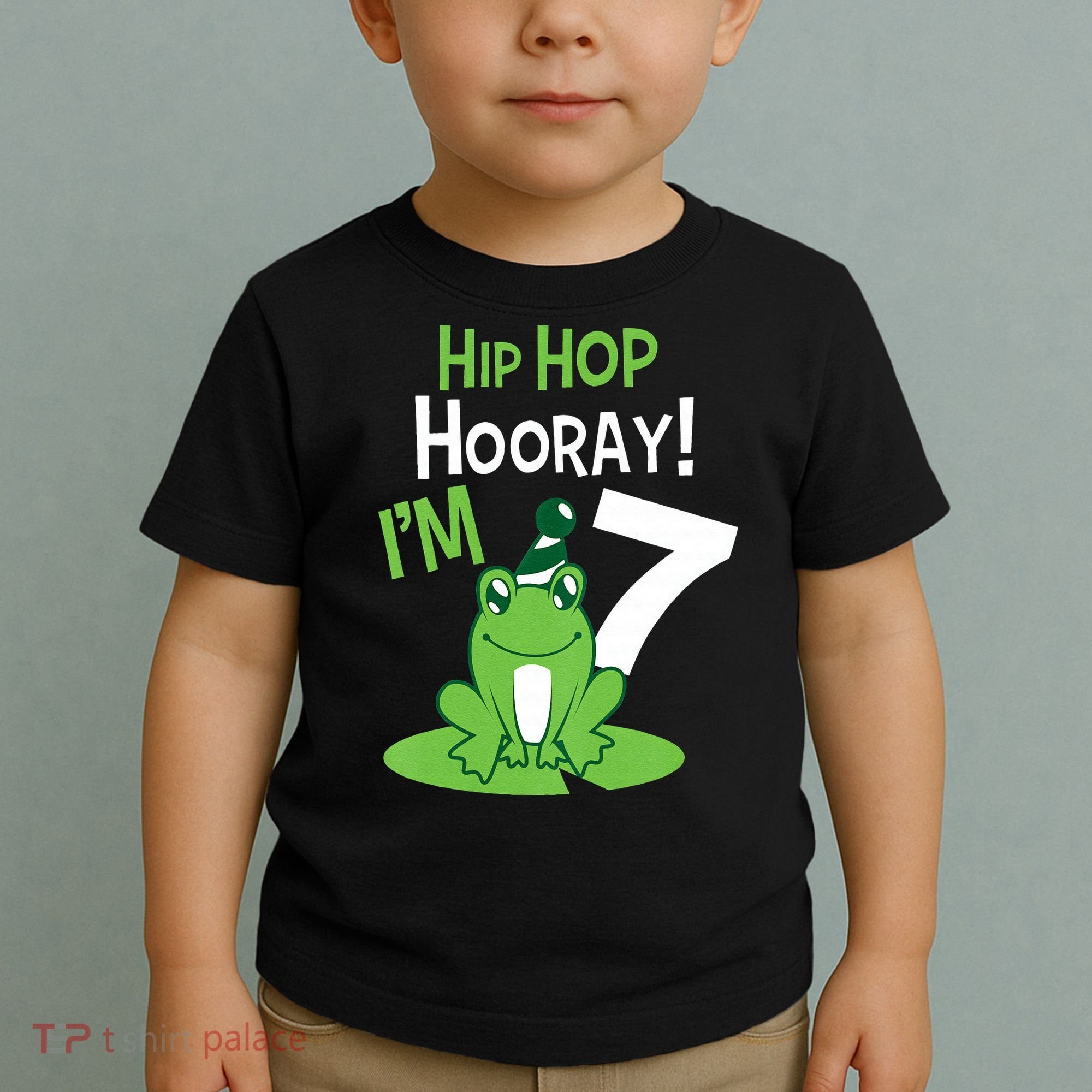 7th Birthday Frog Funny Party 7 Year Old Toddler T-Shirt