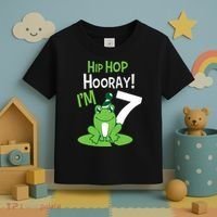 7th Birthday Frog Funny Party 7 Year Old Toddler T-Shirt thumb 3