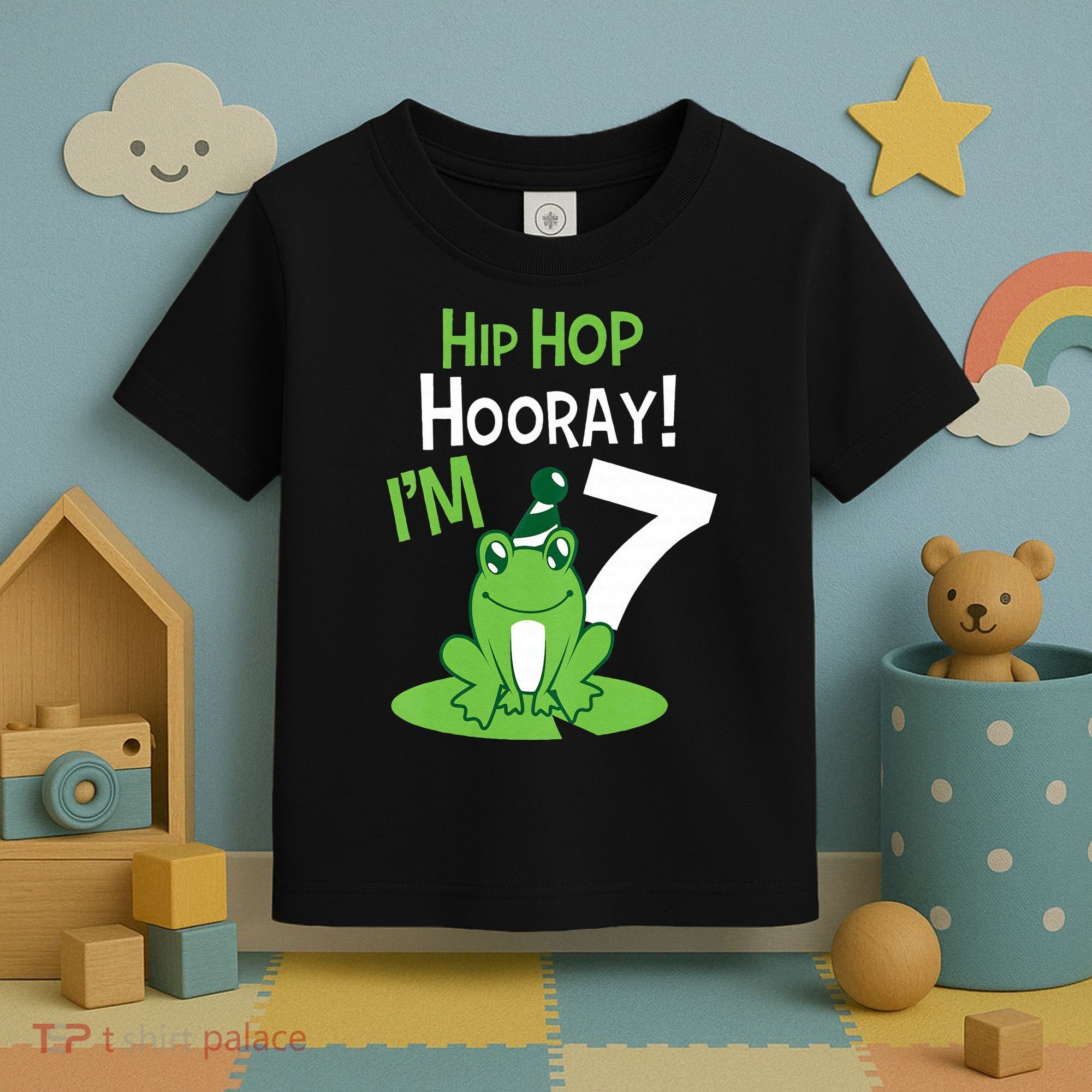7th Birthday Frog Funny Party 7 Year Old Toddler T-Shirt